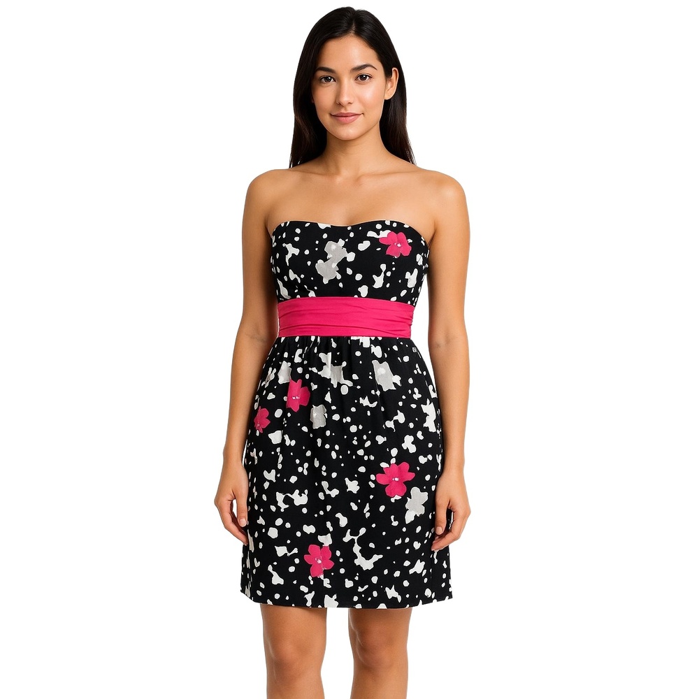 CHARLOTTE RUSSE Black & Hot Pink Strapless Cocktail Dress Womens Size 11